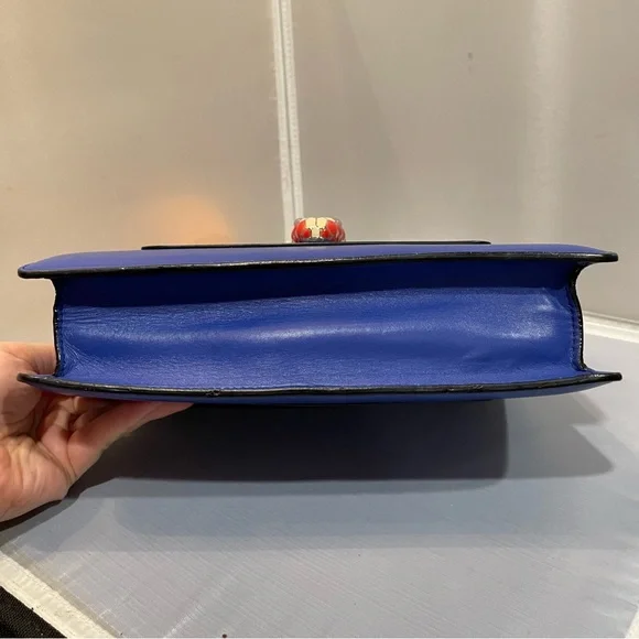 EUC Bvlgari Calfskin Leather Serpenti Forever Crossbody Blue Bag Purse Authentic - Picture 4 of 15